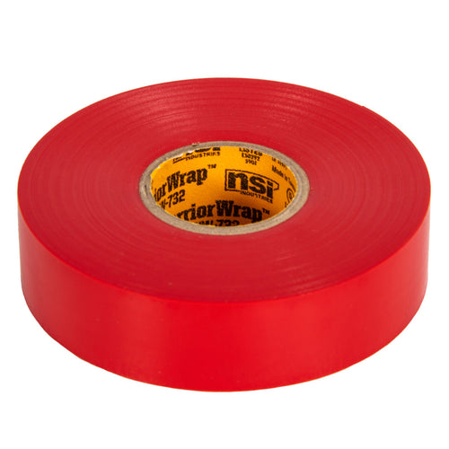 NSI Industries WW-732-RD WarriorWrap Premium Medium 3/4 in. x 66 ft. 7 mil Vinyl Electrical Tape, Red