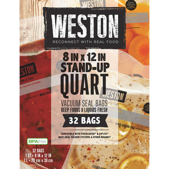 Weston® Vacuum Sealer Bags, 8 In X 12 In, 32 Stand-Up Pre-Cut Bags (8