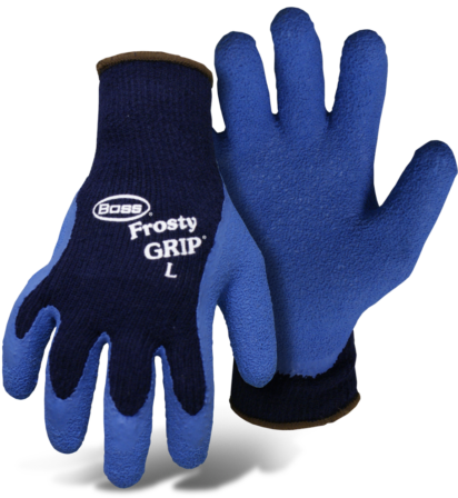 BOSS® FROSTY GRIP® BLUE INSULATED KNIT LATEX PALM (Large, Blue)