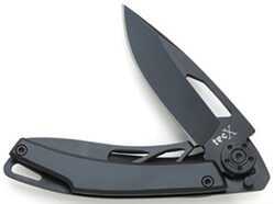 Tec-X 75689 Dinero 440 Stainless Drop Point Blade w/Black Hard Coat Folding Knife, Black (Black)