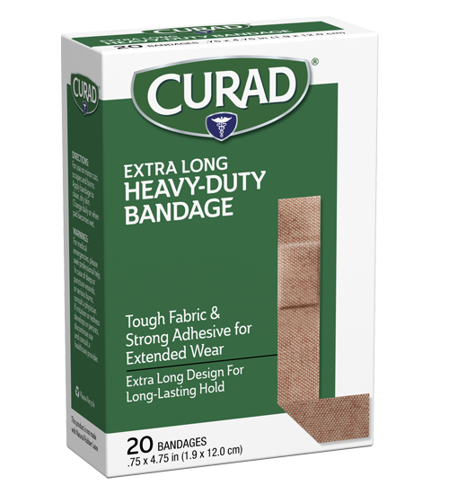 Curad Heavy Duty Extra Long Bandages, .75″ x 4.75″, 20 count (.75″ x 4.75″)