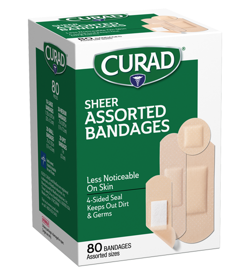 Curad Sheer Bandages, Assorted Sizes, 80 count (Assorted Size)