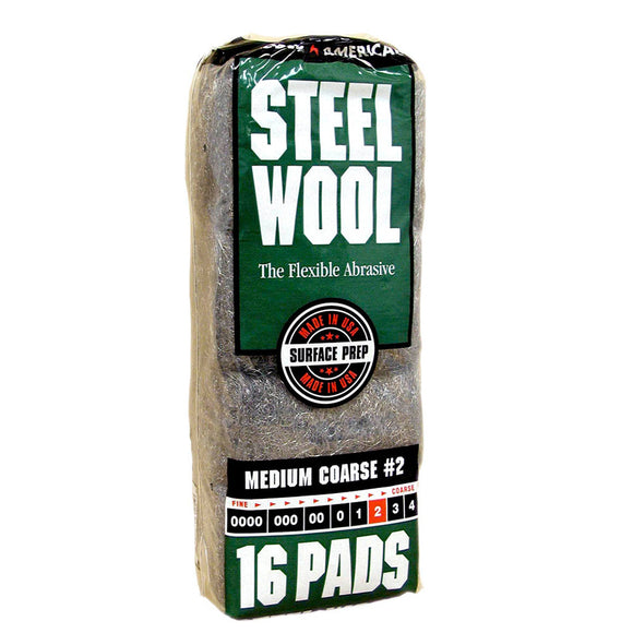 Homax® Steel Wool, Medium Coarse, GRADE #2, 16 Pads (16 Pads)
