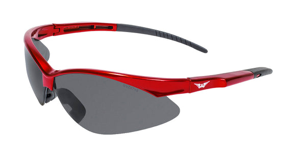 Global Vision Fast Freddie SAFETY Sunglasses - Smoke Lenses/Red Frames