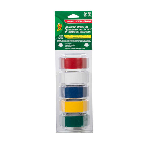 Duck® Brand Professional Color Coding Electrical Tape - Multi-Color, 5 pk, .75 in. x 12 ft. x 7 mil. (.75 x 12' x 7 mil.)