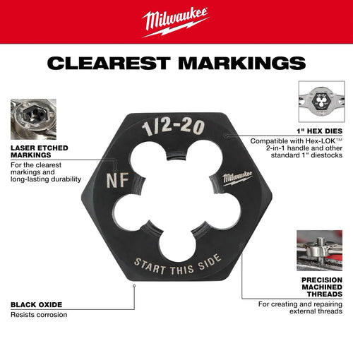 Milwaukee SAE 1 Hex Threading Dies