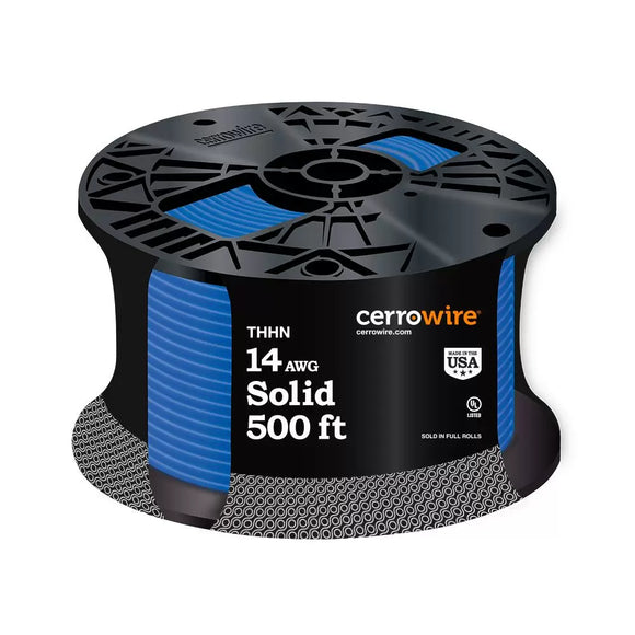 Marmon Home Improvement 500-Ft. Blue 14 Solid Building Wire THHN/THWN-2 (500')