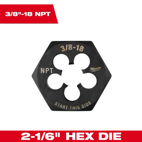 Milwaukee 2-1/6 Hex Threading Die (3/8-18 NPT)