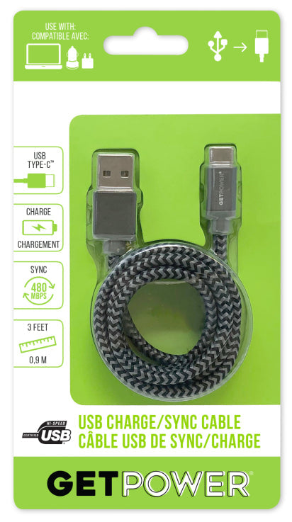 Aries 3ft. Charge/Sync Braided USB Cable - USB-C™ (3')