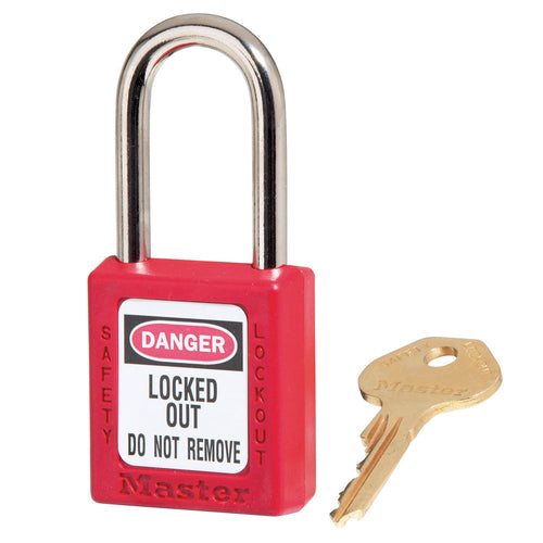 Master Lock Zenex™ Thermoplastic Safety Padlock Red Zenex™ Thermoplastic Safety Padlock, 1-1/2in (38mm) Wide with 1-1/2in (38mm) Tall Shackle (1 1/2, Red)