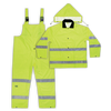 Custom Leathercraft 3 Piece Hi-Viz® Ansi Class 3 Polyester Rain Suit 3XL (3XL, Yellow)